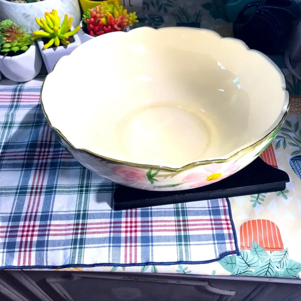 Vintage 1950 Franciscan Desert Rose Large Salad/Serving Bowl Scalloped Rim. - Picture 10 of 12